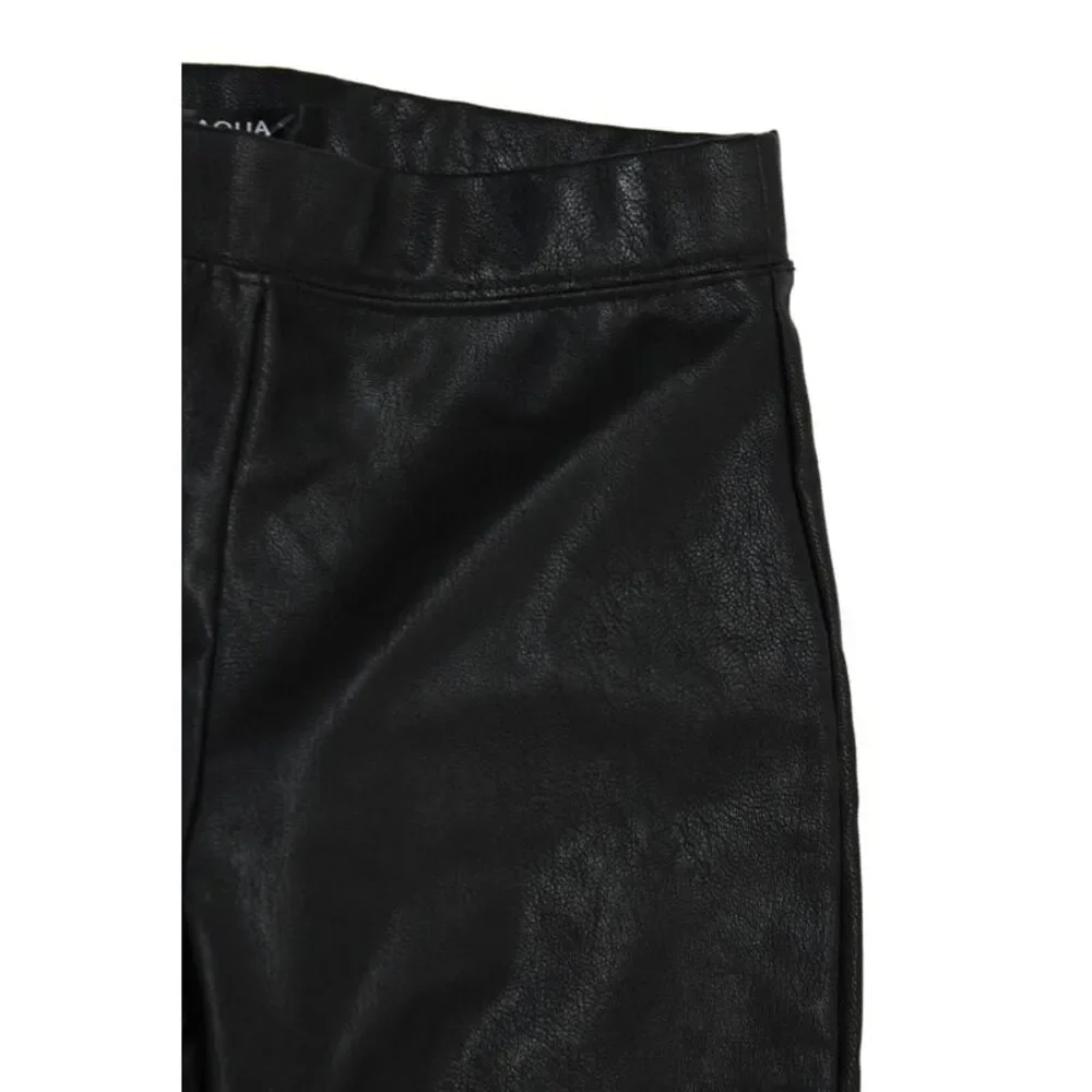 Aqua Girls Stretch Casual Straight Ankle Pants Solid Black Size S